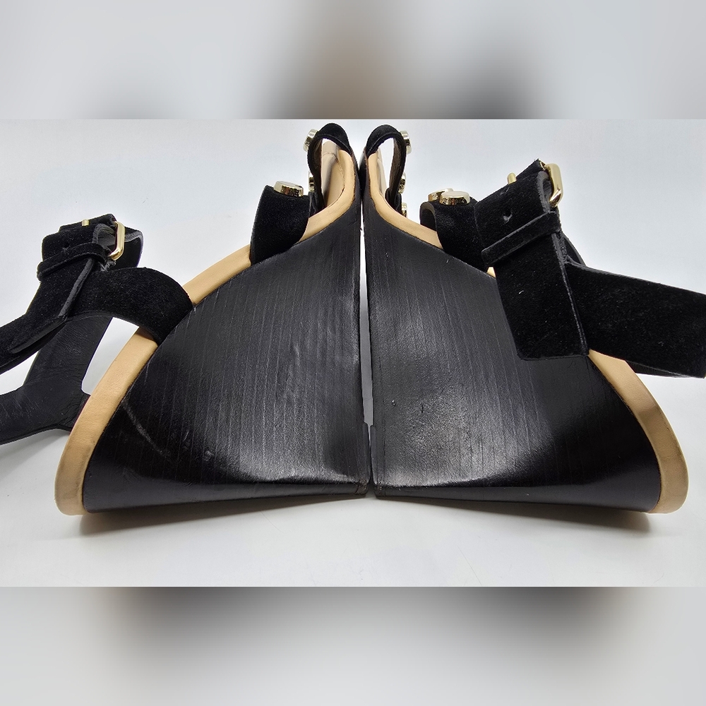Balenciaga Leather Studded Accent T-Strap Sandals - Picture 12 of 16